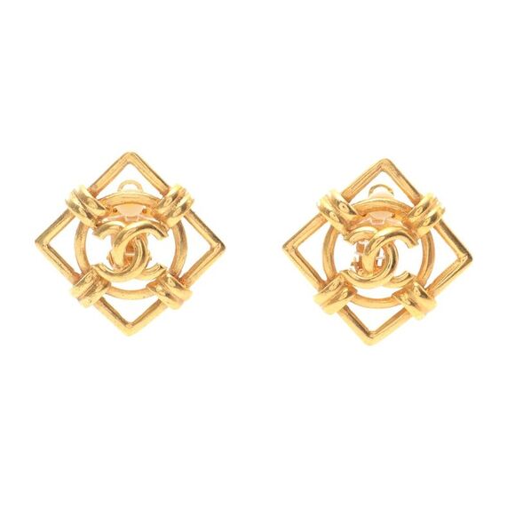 Chanel Coco Mark Earrings Gold Plated - Picture 1 of 5